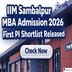 IIM Sambalpur MBA Admission 2026 First PI Shortlist Released; Check Now @iimsambalpur.ac.in